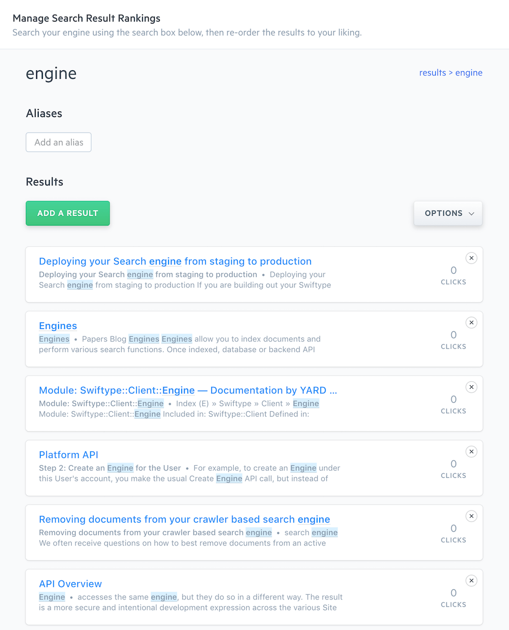 A list of organic search results for the engine query.
