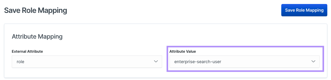 Creating a role mapping between Enterprise Search and Elasticsearch.