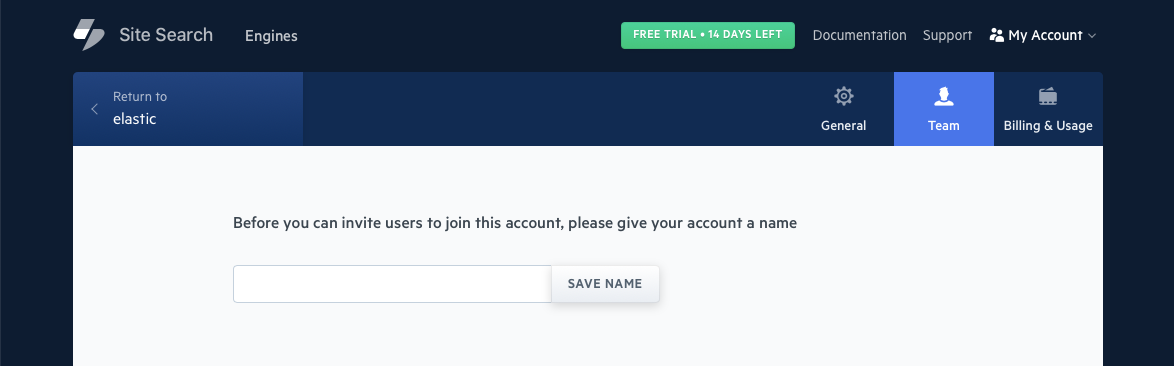 A text input box will appear, requesting that you provide a name for your account.