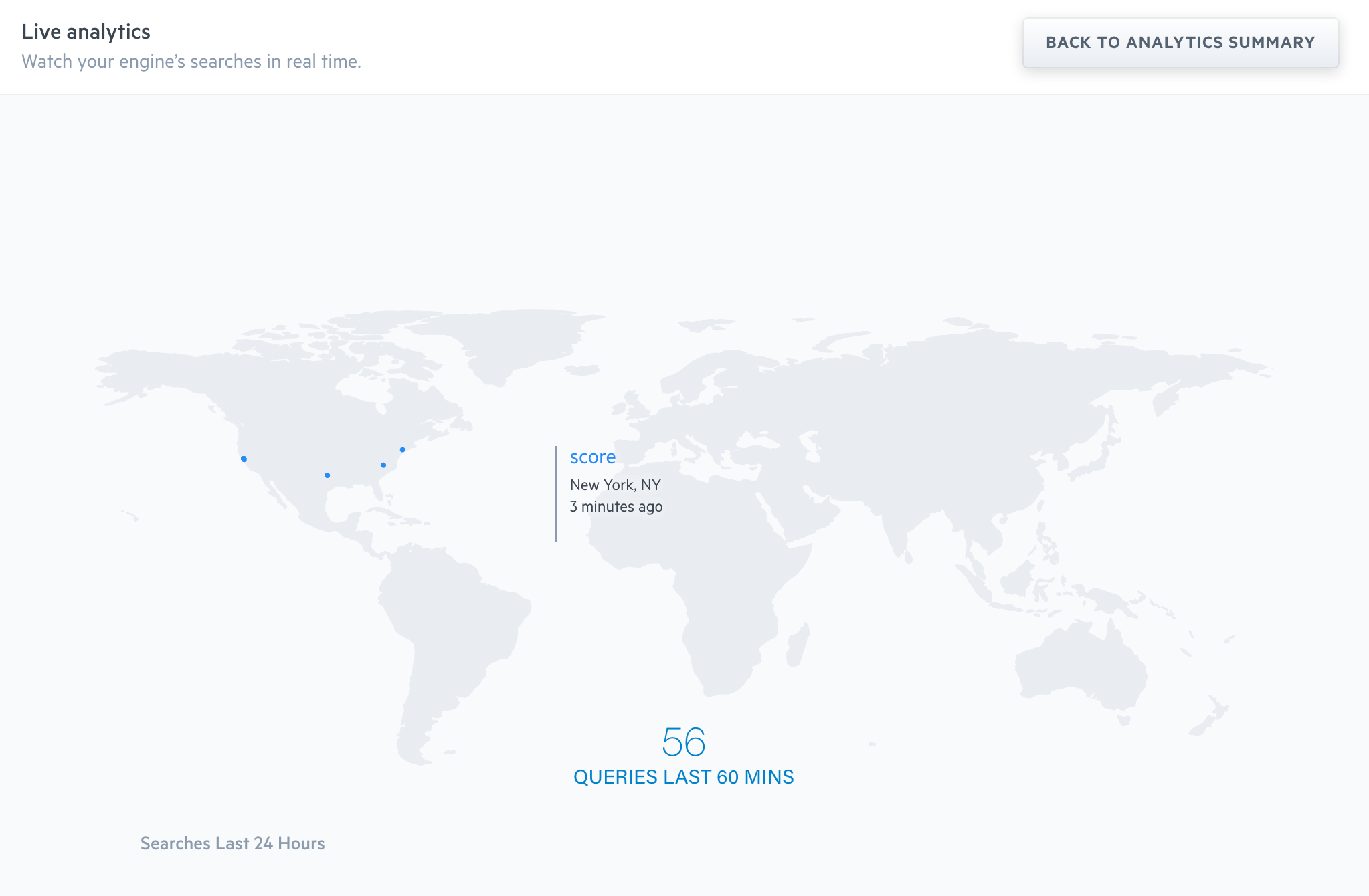 Live search data, see where in the world queries come from, and other dynamic data visualizations.