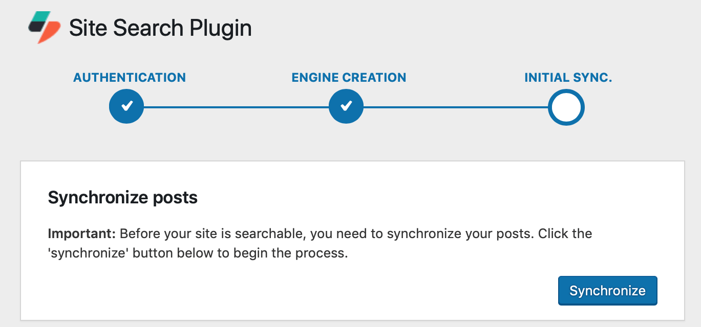 Synchronizing posts automatically indexes your posts within Site Search